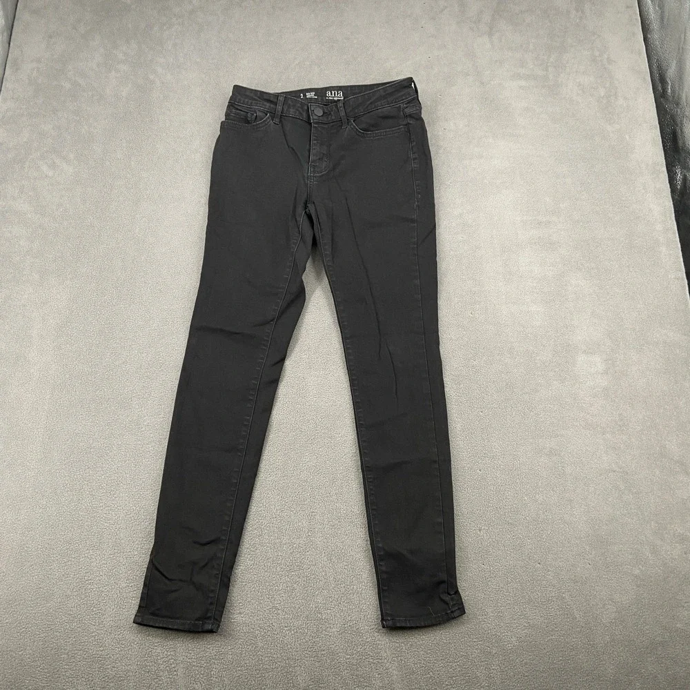 ana A New Approach Black Mid-Rise Jeggings Skinny Pants Womens Size 2‎